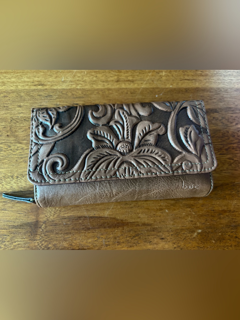 Born Concept boho western carved faux leather clutch